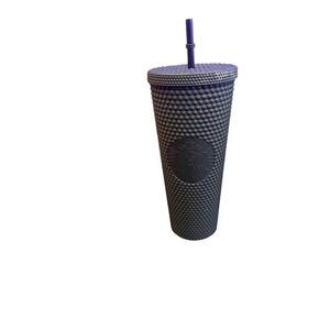 Starbucks 2022 Matte Black Studded Travel Tumbler 24‎ oz With Straw Venti